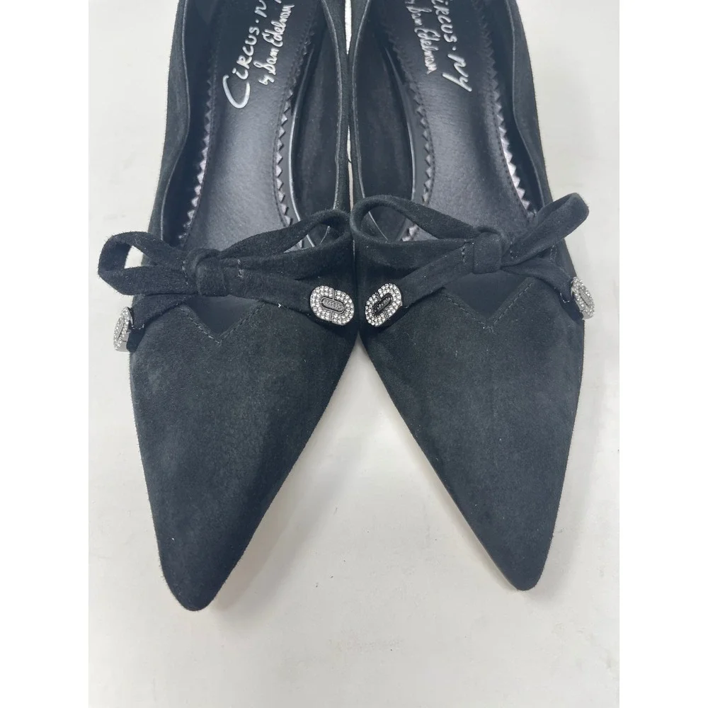 Circus‎ by Sam Edelman Kitten Heels Womens 6.5 Black Excellent Rhinestone Bow